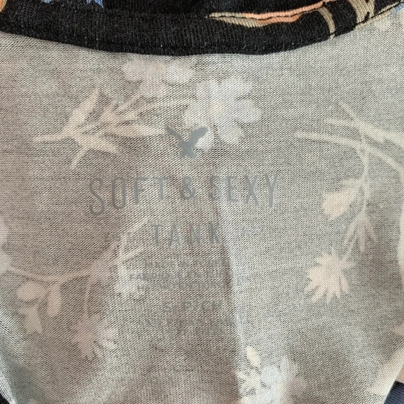 American Eagle Soft & Sexy Black Floral Print Wrap Strappy Tank Top Small Women - Picture 7 of 9